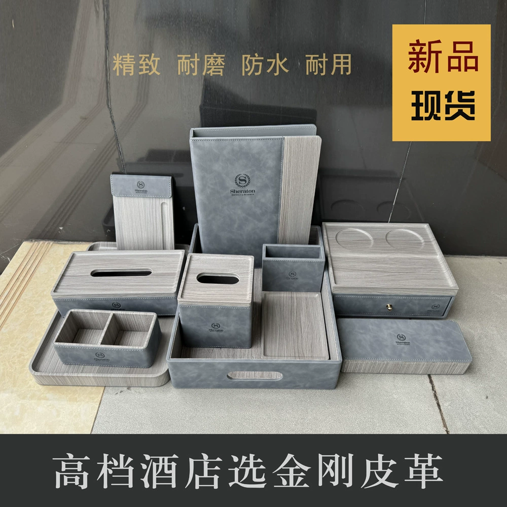 Набор для хранения зубных щеток и туалетных принадлежностей из кожи класса люкс и смолы для гостиниц B&B, может использоваться как логотип.