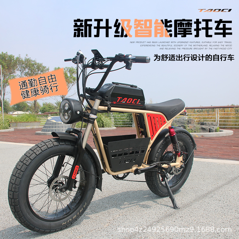 20寸美版复古胖胎智能山地车双减震长续航助力雪地车摩托车