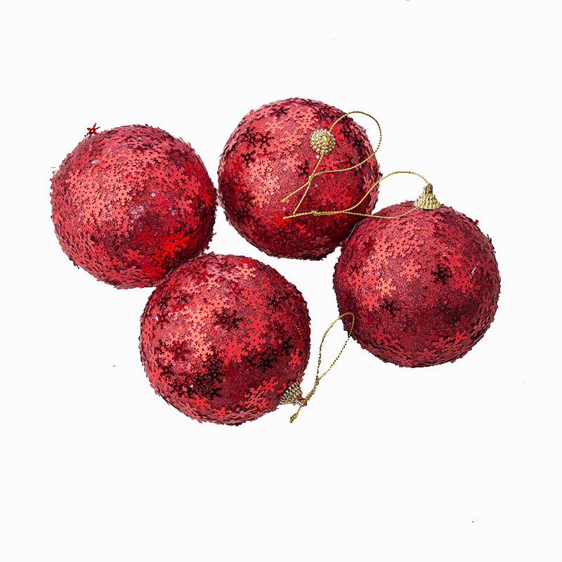 Árbol de Navidad rojo colgante bola Navidad fiesta 10cm espuma Navidad bola lentejuelas decoración del hogar colgante adornos