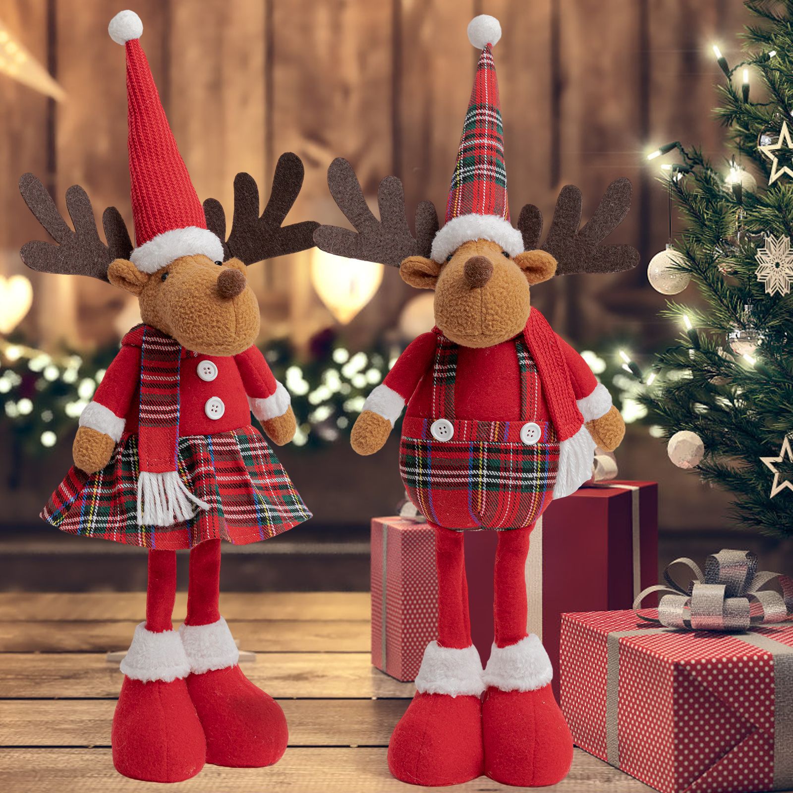 Navidad transfronteriza muñecas rojas de alce adorables muñecas creativas de alce decoraciones festivas decoraciones de mesa