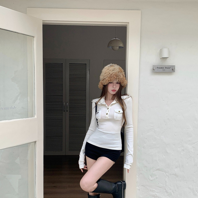 新款辣妹不对称设计感高领软糯亲肤内搭打底外穿衫T恤女上衣|undefined