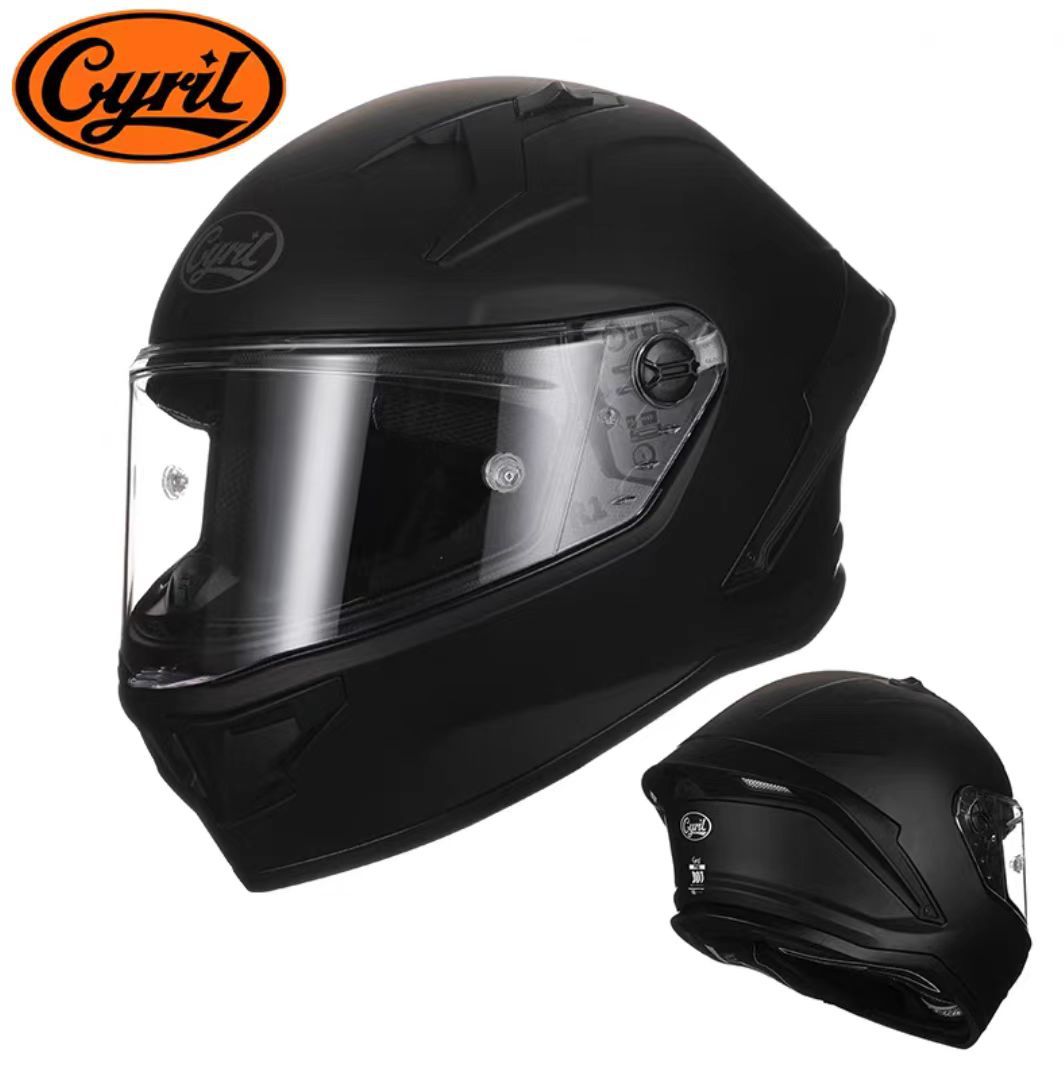 Casco integral de motocicleta CYRIL para hombre y mujer, para carreras, conducción en todas las estaciones, para motocicleta de calle con alerón grande y Bluetooth R1
