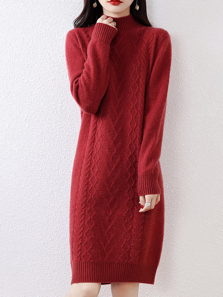 Demi-season woolen design knitted knitted dress