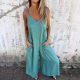 Amazon European and American Solid Color Jumpsuit Women's 2025 Summer New Cotton and Linen Slug Bag Loose Casual Suspender Jumpsuit