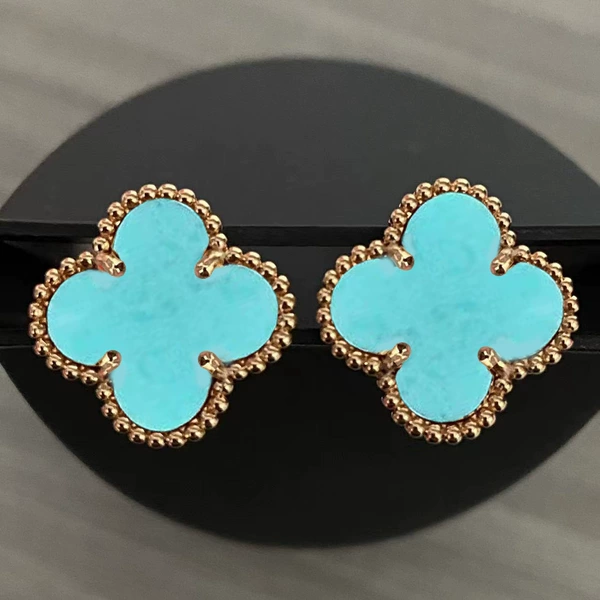 Golden mint earrings, pink gold