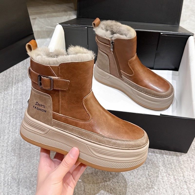 雪地靴女2025新款冬季加绒加厚短靴韩版保暖厚底增高防滑保暖棉鞋