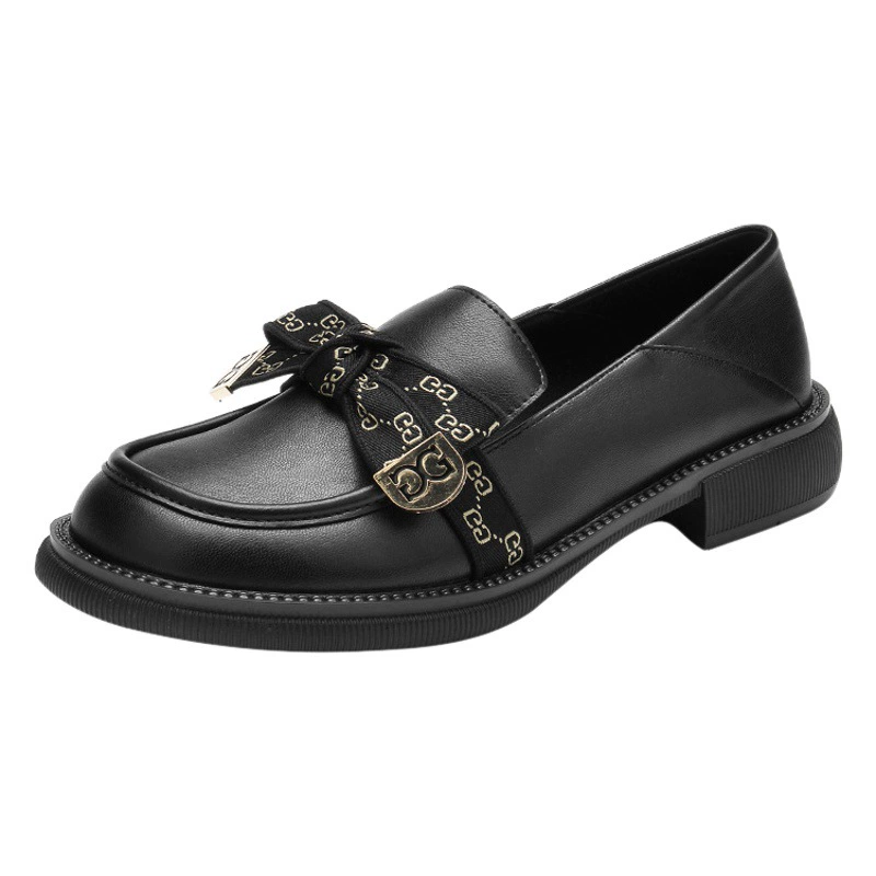 Женские лоферы из натуральной кожи на толстой подошве, новинка 2025 года, весенне-осенняя обувь, черные туфли в британском стиле на плоской подошве для лета.