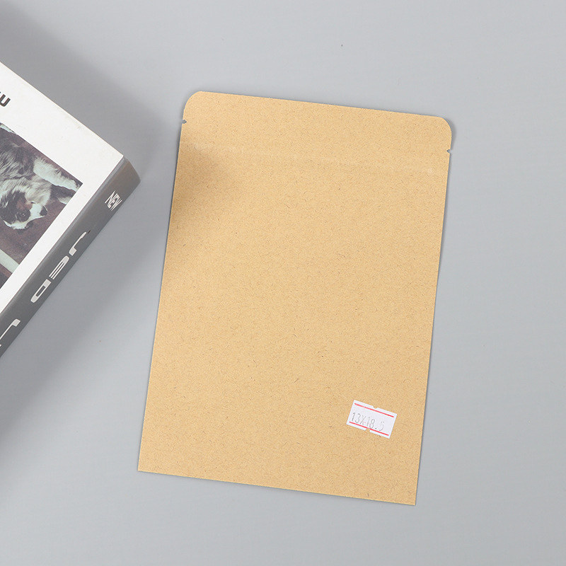 Spot bolsa de papel kraft con ventana transparente bolsa de embalaje de alimentos autosellada autoportante bolsa de té sellada de ocho lados fácil de rasgar