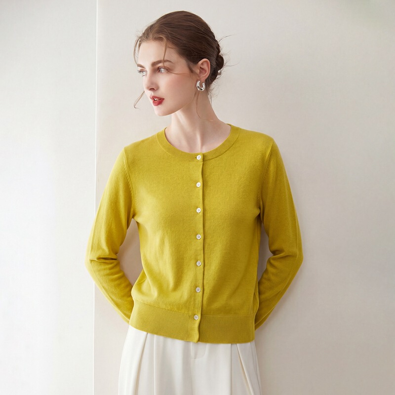 Silk and Cashmere Cardigan, Skin-Friendly and Versatile, New Casual Commuter Style, Round Neck, Long Sleeve, Air Conditioning Shirt, Thin Top for Women Silk and Cashmere Cardigan, Skin-Friendly and Versatile, New Casual Commuter Style, Round Neck, Long Sleeve, Air Conditioning Shirt, Thin Top for Women