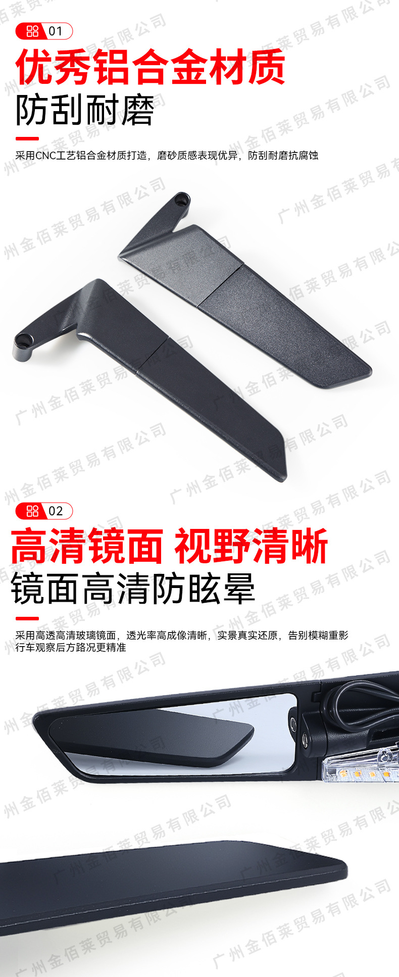 Small Motorcycle Racing-Style Modification Suitable for Kawasaki, Yamaha, Honda, Ducati, with Wind Wings and Lighted Rearview Mirrors