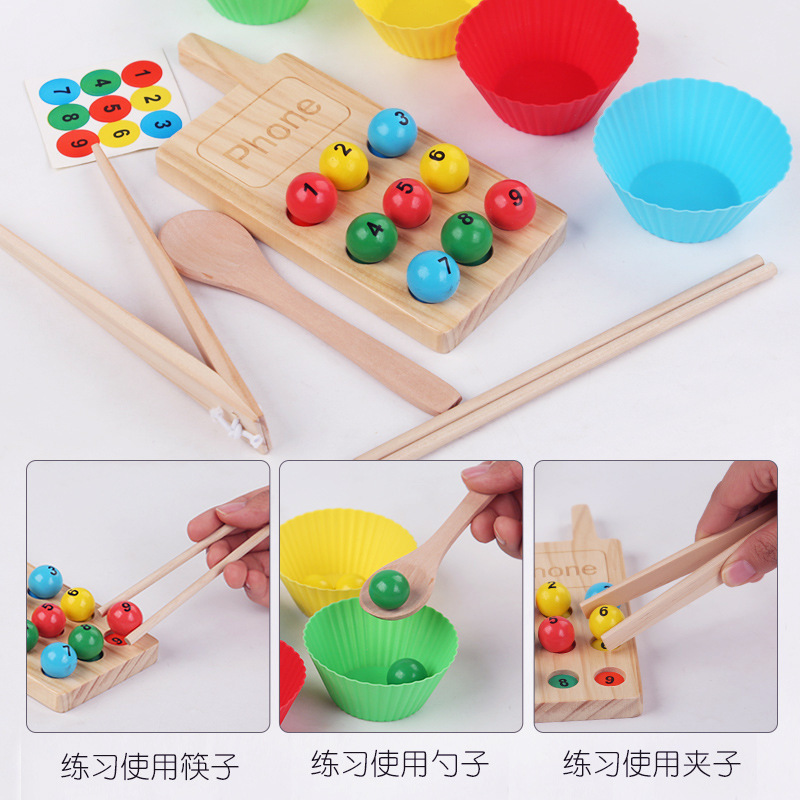 Acertijo transfronterizo infantil ayuda de enseñanza temprana pegatinas de teléfono móvil perlas de color digital emparejado palillos cuchara clips