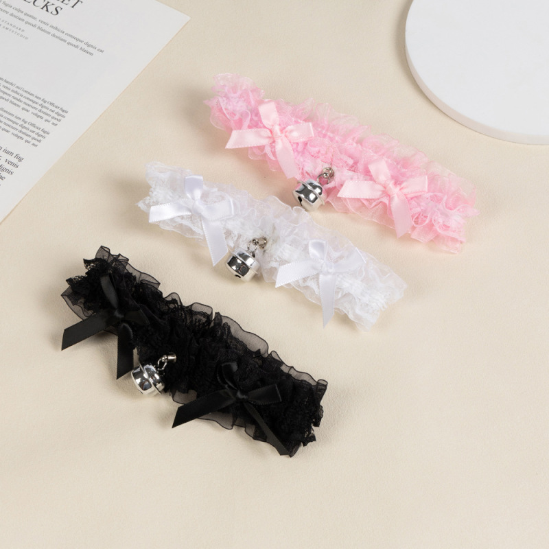 Japanese Style Bow Lace Bell Leg Ring choker Clavicle Chain Accessories Soft Girl cos Maid Leg Belt Jewelry