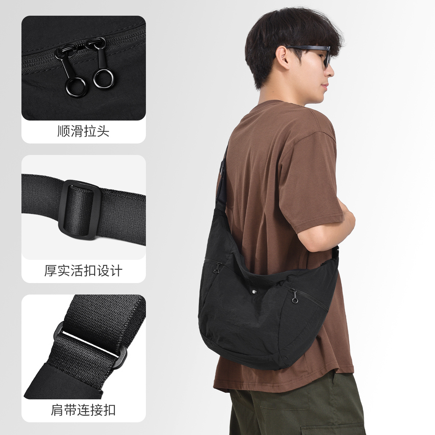 Women's Large Capacity Hobo Bag, Crossbody Shoulder Bag, Crescent Underarm Bag - Thumbnail 4