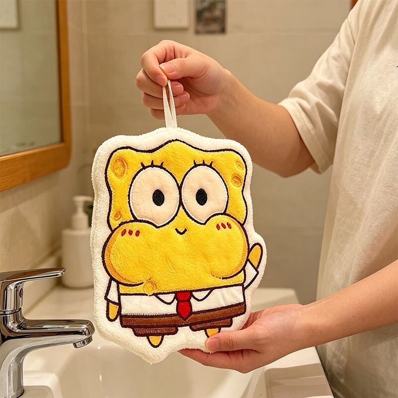 【SpongeBob Hand Towel】Cute SpongeBob Hand Towel, Hanging Style, Dopamine-Boosting, Quick Absorption 【SpongeBob Hand Towel】Cute SpongeBob Hand Towel, Hanging Style, Dopamine-Boosting, Quick Absorption