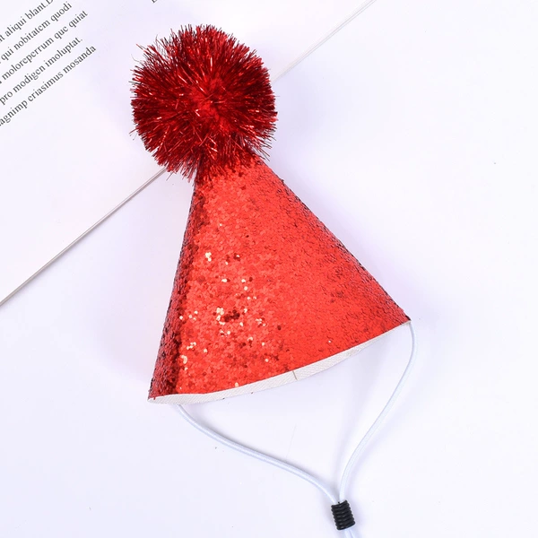 Encrypted glitter fur ball cap red