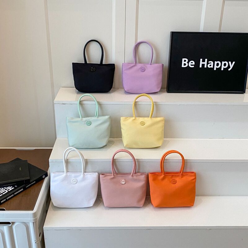 2025 Korean Version New Ins Dopamine Versatile Mini Handbag Women's Nylon Commuter Tote Bag
