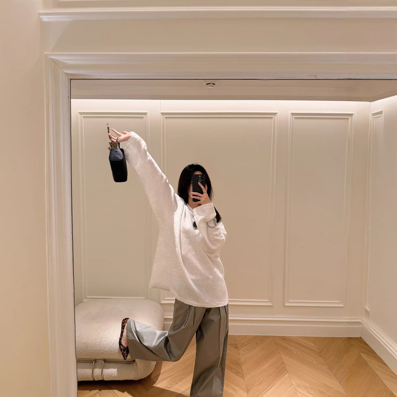 [Linen t] 100% French Normandy Linen T-Shirt, 14-Count Sun-Protective High-Thread-Count Loose-Fitting Lazy Style Long-Sleeve Base Shirt