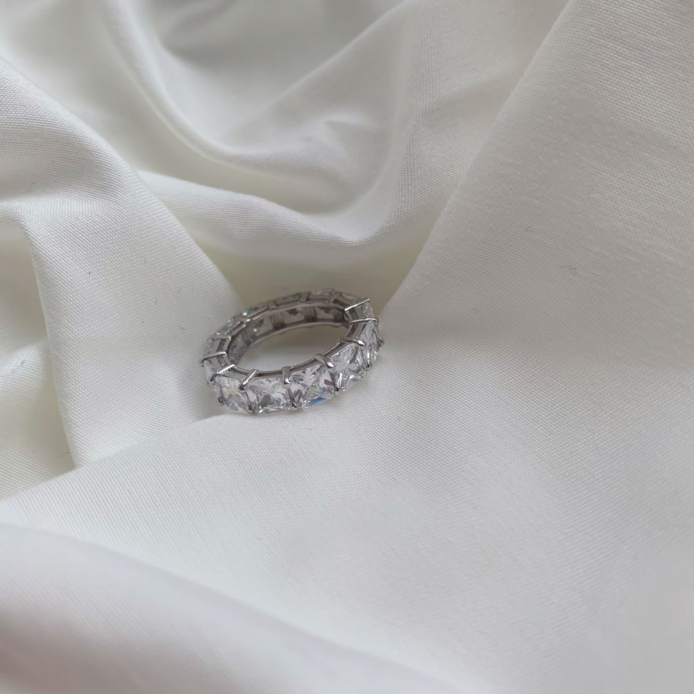 Fashion Geometric Sterling Silver Inlay Zircon Rings 1 Piece