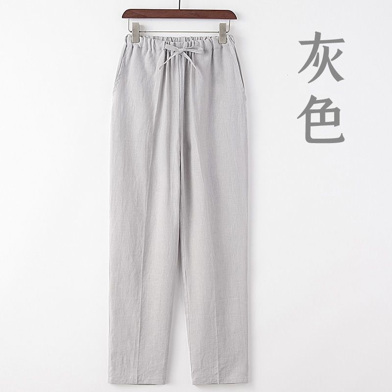 リネンパンツメンズサマーカジュアルパンツ薄い中国風チャイナパンツメンズストレートパンツレトロスタイル綿とリネンのズボン|undefined
