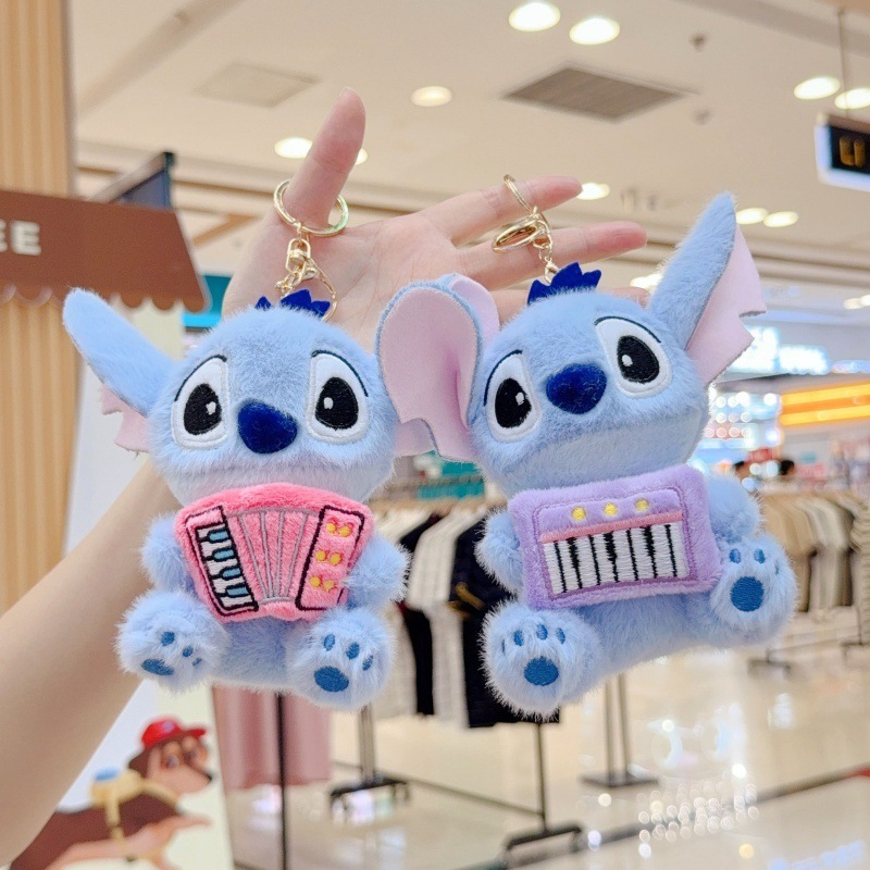 可爱萌音乐史迪仔挂件毛绒玩具公仔史迪奇包包挂饰钥匙扣娃娃玩偶|undefined
