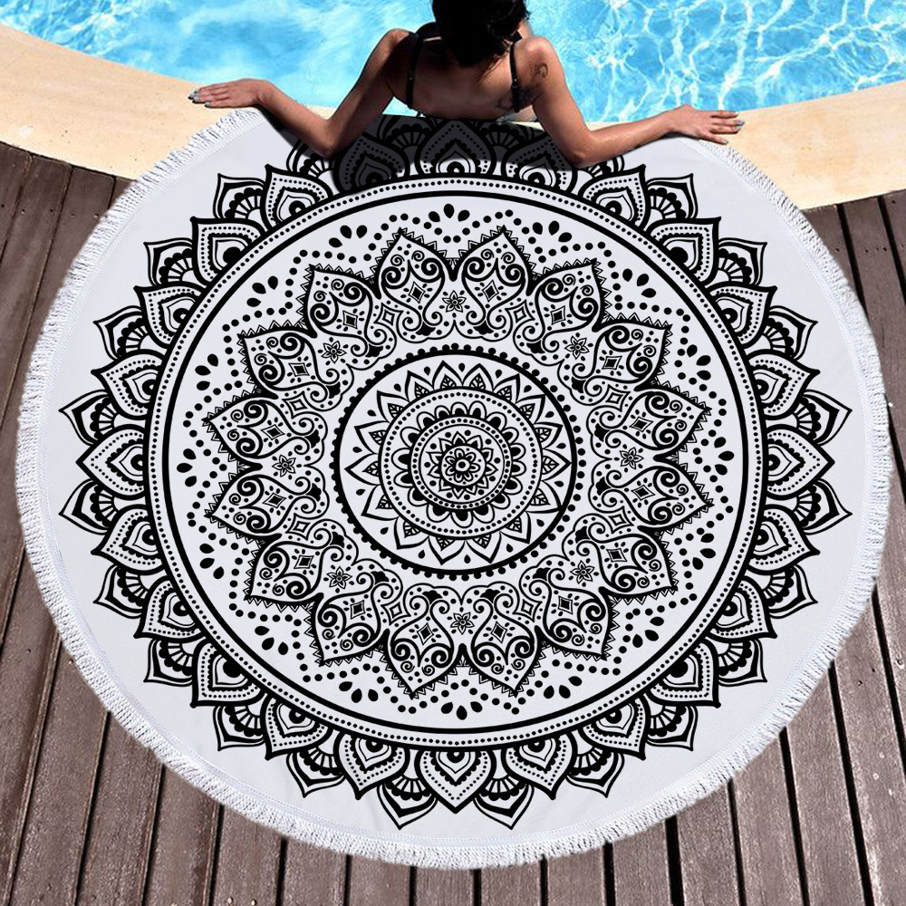 Nuevo estilo redondo Mandala estampado toalla de playa toalla de baño de microfibra cojín de patrón mandala