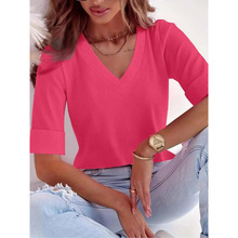 D 96327 Plus size V neck women's short tee ���� V ��Ůʿ����