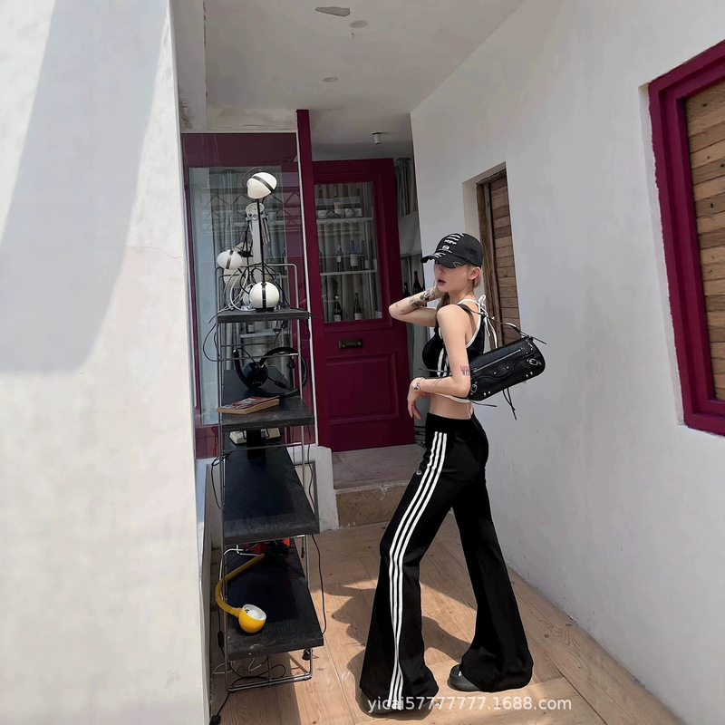 26 New Models of Ad Trefoil Women's Slim-Fit Sports Three-Stripe Flared Pants, Women's Casual Sports Pants That Make You Look Slimmer and Taller