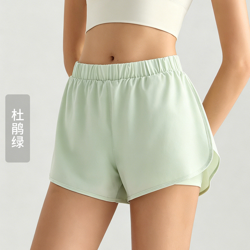 Pantalones cortos deportivos para mujer LAHN, de cintura alta, holgados, pantalones de yoga para correr, pantalones cortos adelgazantes, finos y transpirables para el verano