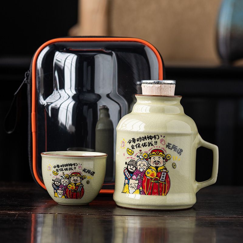 Ruyao Huang - Blessed by the God of Wealth - Kettle + Single Cup + Transparent Bag