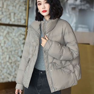 Women's Short down jacket winter New slimming Korean style fashionable western style stand collar European white duck down warm coat