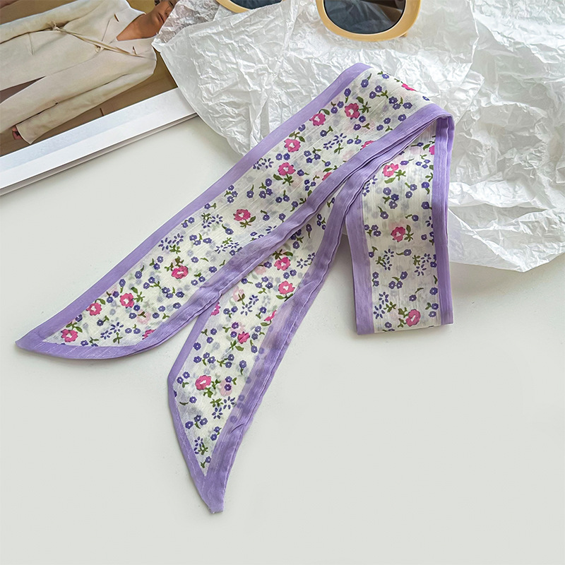 Bufanda de seda, atmósfera coreana, nuevo estilo, floral, pequeño, pañuelo fresco, cinturón para el cabello, bufanda decorativa, cinturón multiusos, bolsa atada, serpentina