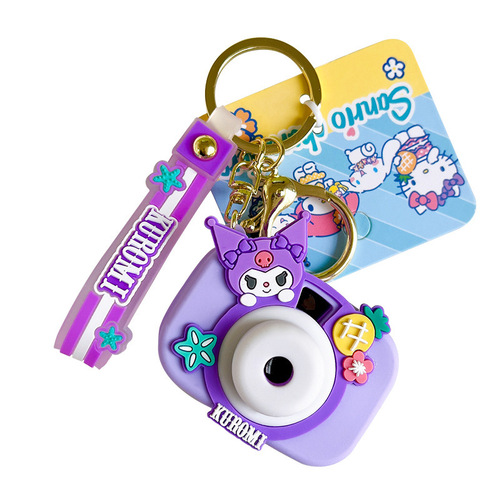 Genuine Sanrio projection camera keychain children's cute Kuromi cinnamon dog bag pendant jewelry supply source
