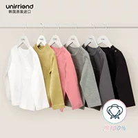 Детская Базовая рубашка UNIfriend из Южной Кореи, осенне-зимняя детская футболка маленького и среднего размера с круглым вырезом для девочек, футболка с длинными рукавами для мальчиков и детей