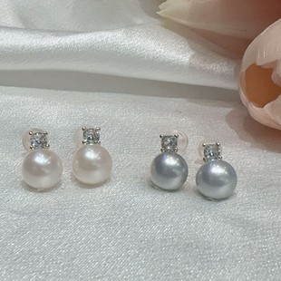 White really many hemp color small princess fresh water pearl bright earrings classic diamond s925 sterling silver earrings