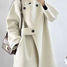 韩版大衣毛呢外套女秋冬新款气质感赫本风立领森系呢大衣