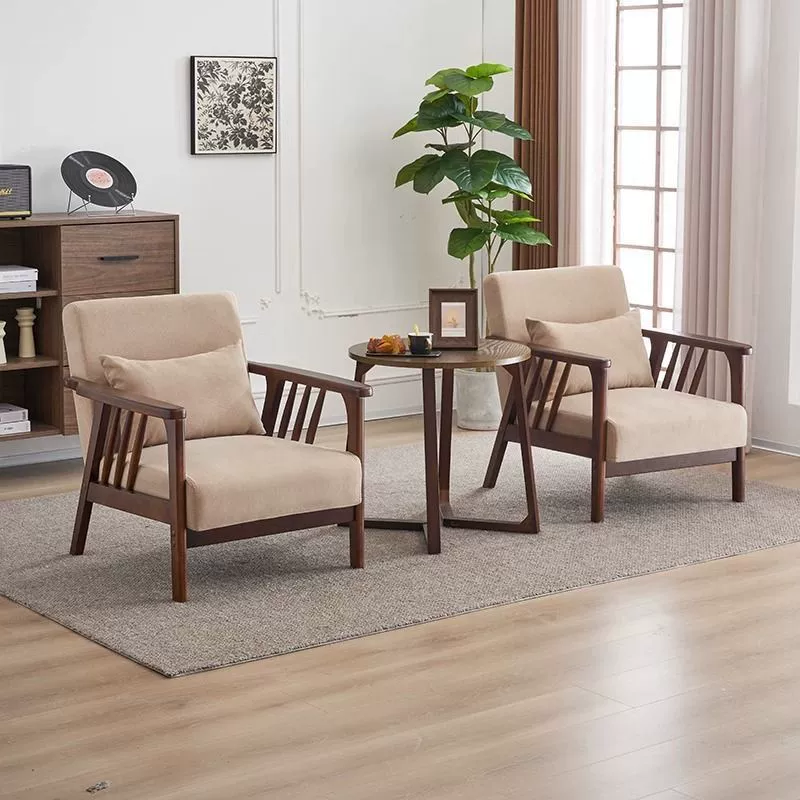 Современное простое одноместное кресло из массива дерева, кресло для отдыха, гостиная, балкон, гостиничный номер, стол и стул в японском стиле для дома