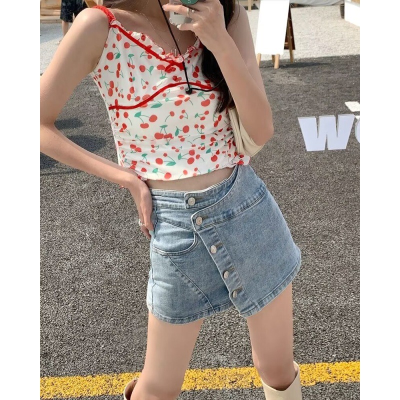 Summer Denim Shorts Women's Hong Kong Style Trendy Brand High Street Cropped Pants Thin All-match Casual Breeches