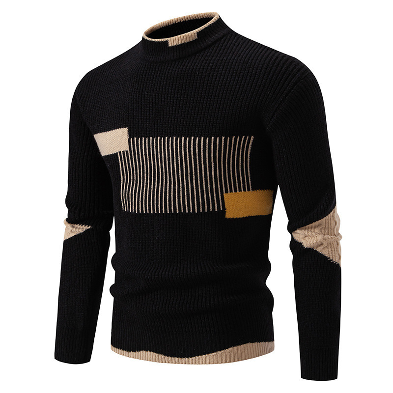 2026 New Foreign Trade Amazon Men's Half-Turtleneck Color-Blocked Pullover Sweater Knitwear Large Size Casual Base Shirt 2026 New Foreign Trade Amazon Men's Half-Turtleneck Color-Blocked Pullover Sweater Knitwear Large Size Casual Base Shirt