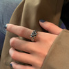 Retro fashionable line ring hip-hop style, Japanese and Korean, silver 925 sample, on index finger