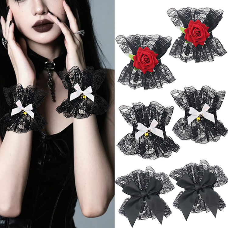 Chica de moda dulce y linda funda de muñeca de encaje lazo cadena de manga de mano pulsera Lolita funda de manga de mano para vestir
