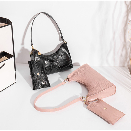 Crocodile pattern armpit bag  new fashion women's bag mother bag foreign trade wholesale two-piece set bag shoulder bag