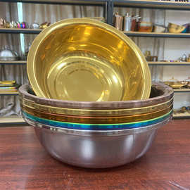 跨境不锈钢脸盆 加厚大小号面盆洗菜盆食堂打饭盛菜盆洗脸盆批发