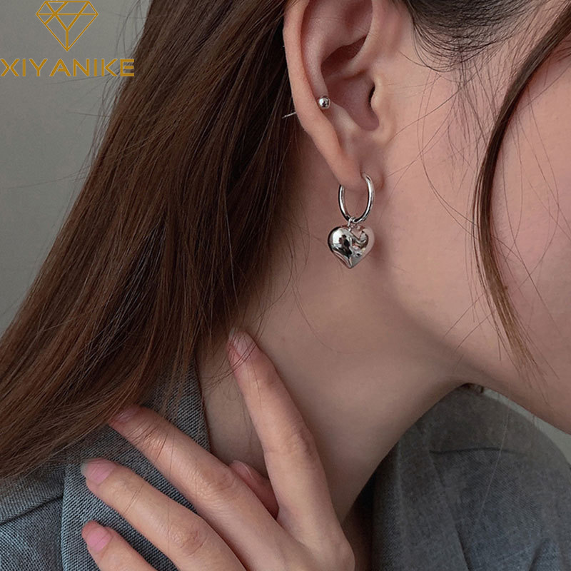 Love Heart Earrings Womens New Fashion Online Red Fashion Personality Circle Korean Temperament Entry Lux Cold Style Ear Hookpicture14
