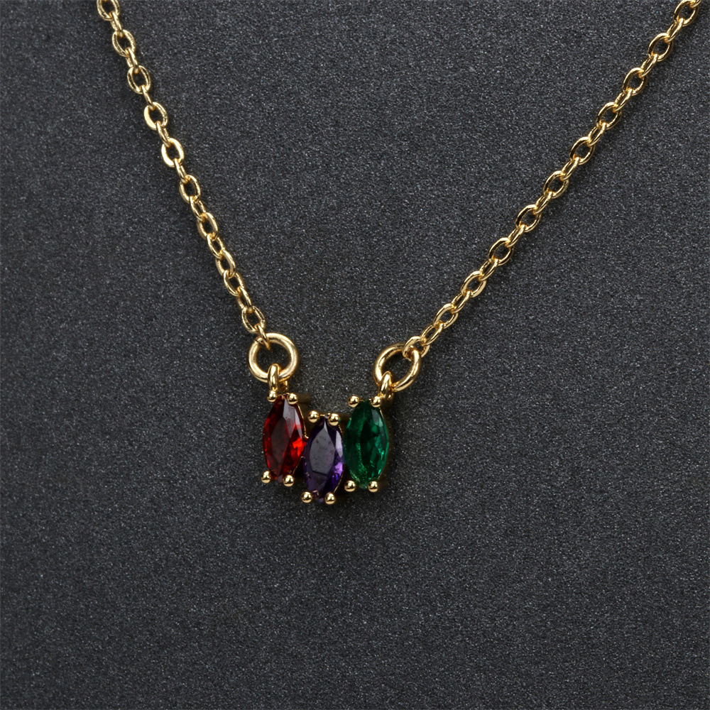 French Style Geometric Copper Pendant Necklace Plating Zircon Copper Necklaces