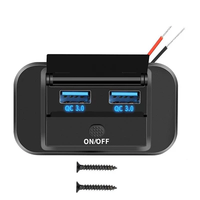 Car Modified USB Mobile Phone Mobil şarj cihazları - dual-qc-blue-light