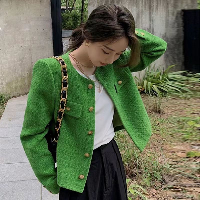 Green short autumn small jacket