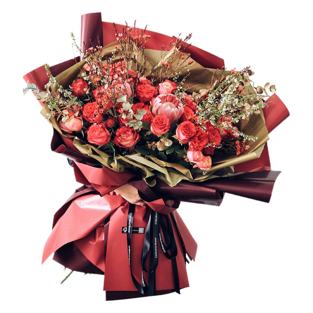 Jiemi materiales de flores florería floristería papel de embalaje de flores impermeable papel euroasiático de dos colores color sólido papel Ouya papel de embalaje de ramo