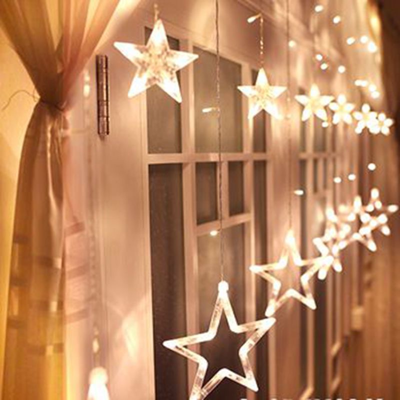 Led Star String Lights, Flashing Lights, Fairy Lights, Five-Pointed Star Lights, Curtain Lights, Wedding Decoration Lights, Star Icicle Lights