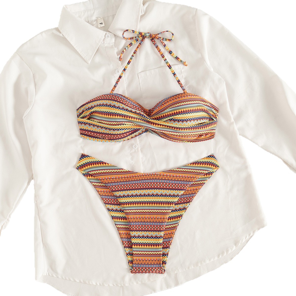 Damen-Bikini, zweiteilig, stylisches Set aus schnelltrocknendem Polyester, dezente Bedeckung, ideal für Strand und Pool_voghion.com