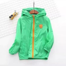 外贸原单春秋夏新款儿童中小童单层隔离网里连帽拉链薄防晒衣外套